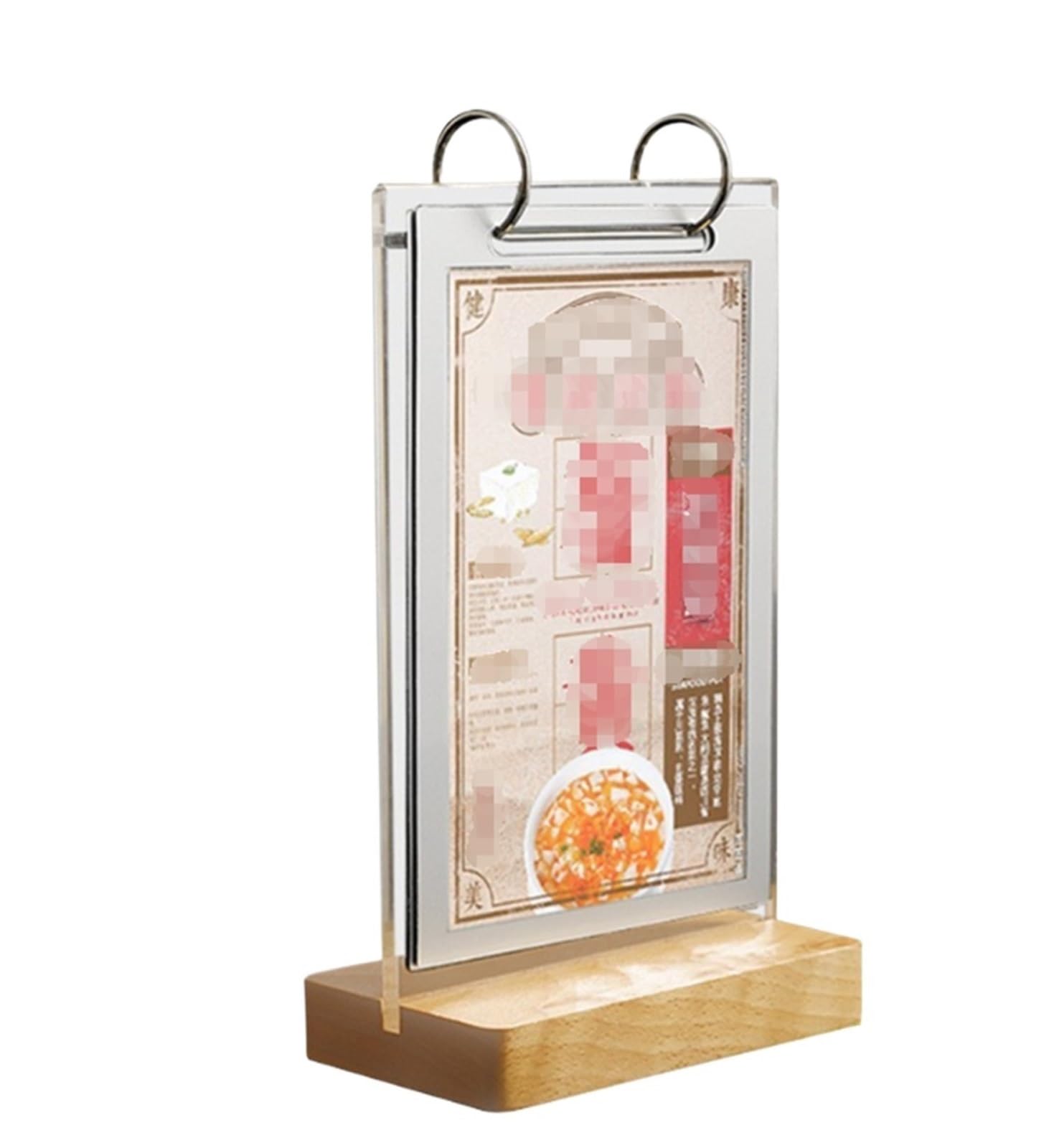 Soporte para Libros Cocina Estantería De Recetas, Estante De Madera Retro Rústico, Soporte De Recetas Portátil(Acrylic-Black,10x14cm)