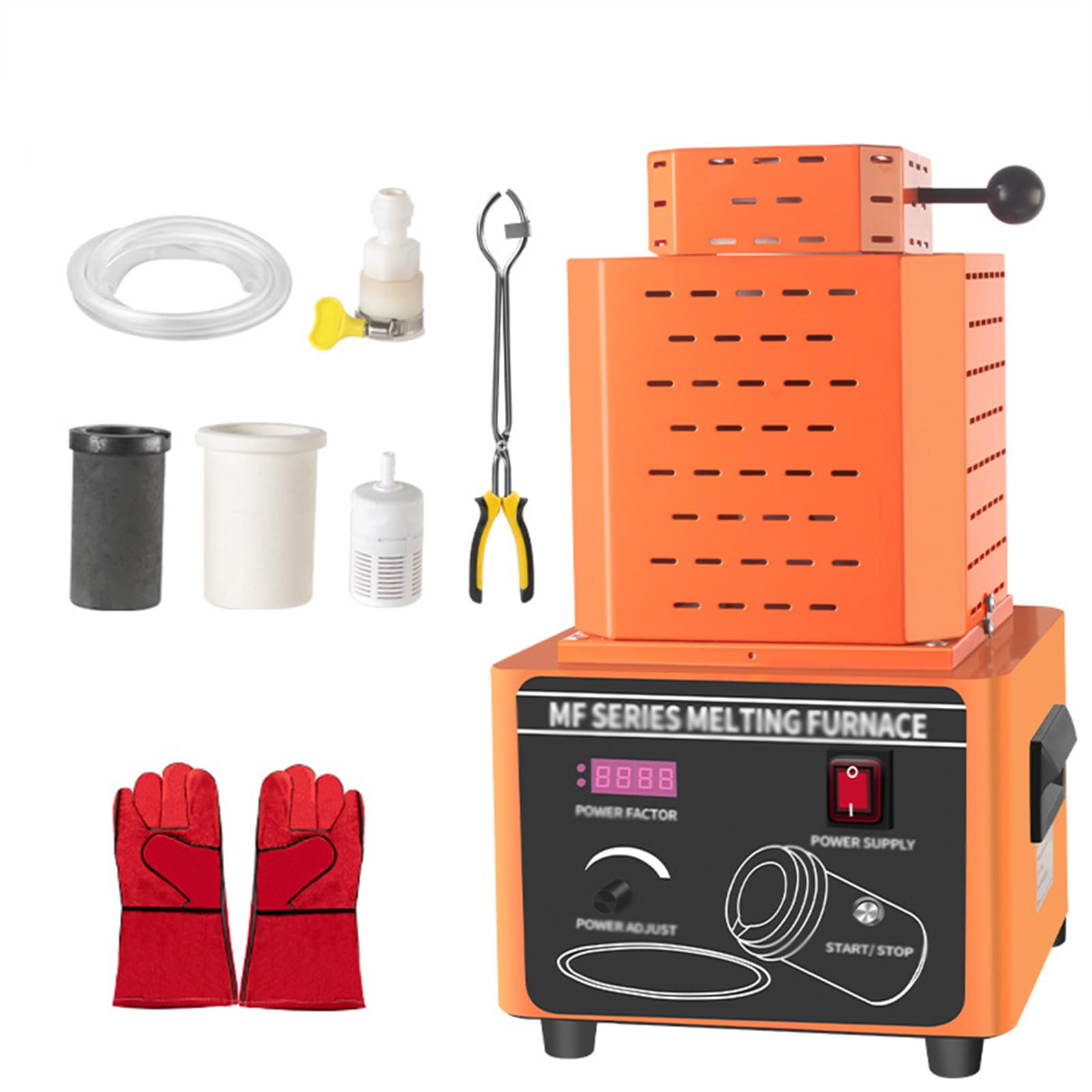 Fornace Elettrica Digitale per Fusione dei Metalli, Forno per Fusione dell'Oro 5000W, Temperatura Massima 1600°C/2912℉, per Fonderia di Metalli, Smaltatura della Ceramica (Orange 2kg)