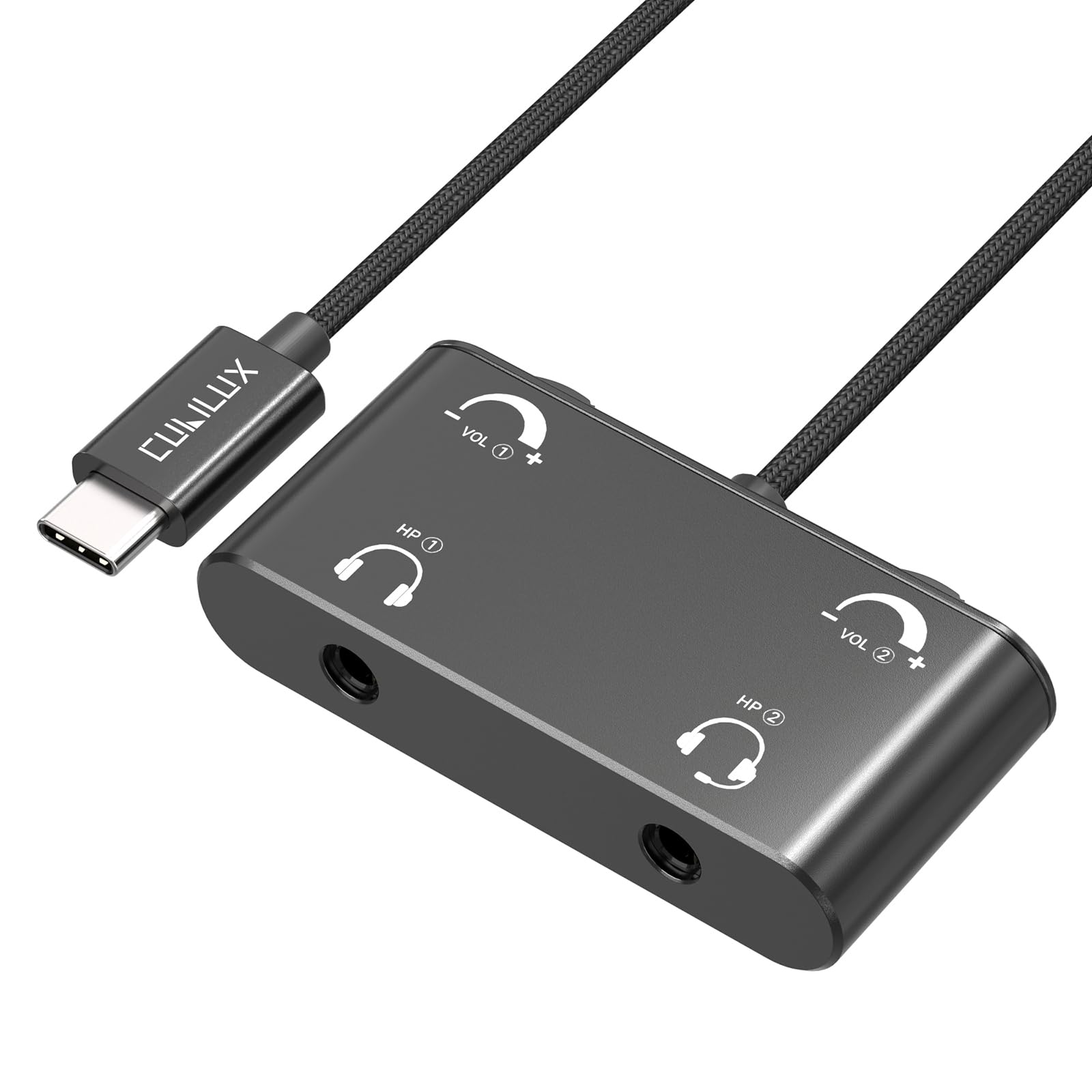 Cubilux USB C Headphone Splitter with Volume Control, Type C to 3.5mm Dual Earphones Audio Splitter for iPhone 17/16/15, iPad Pro 13/12.9/11, iPad Air