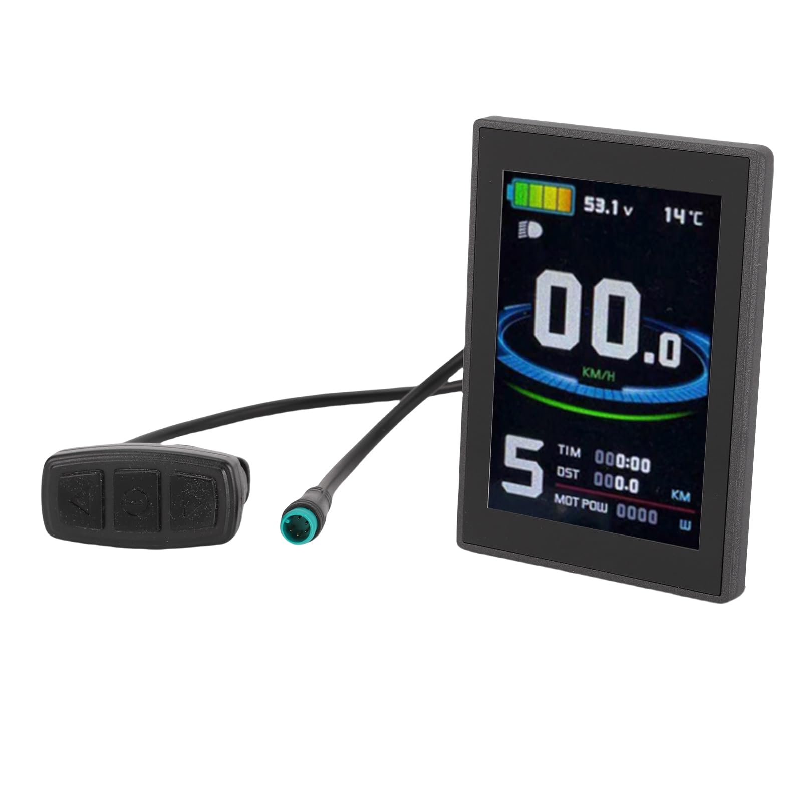 Buachois Pantalla LCD para Bicicleta eléctrica, Panel de Control a Color con Cable Impermeable de 5 Pines, Material ABS Resistente, para Bicicletas de montaña y Scooters eléctricos