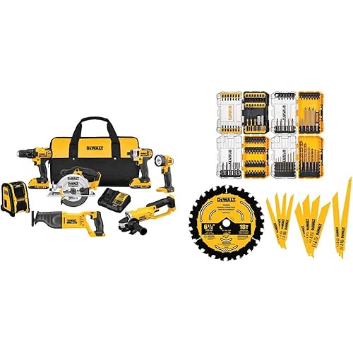 DEWALT 20V MAX Combo Kit, Compact 7-Tool with 111PC MASTER SET (DCK720D2 & DWA123AMQ4)