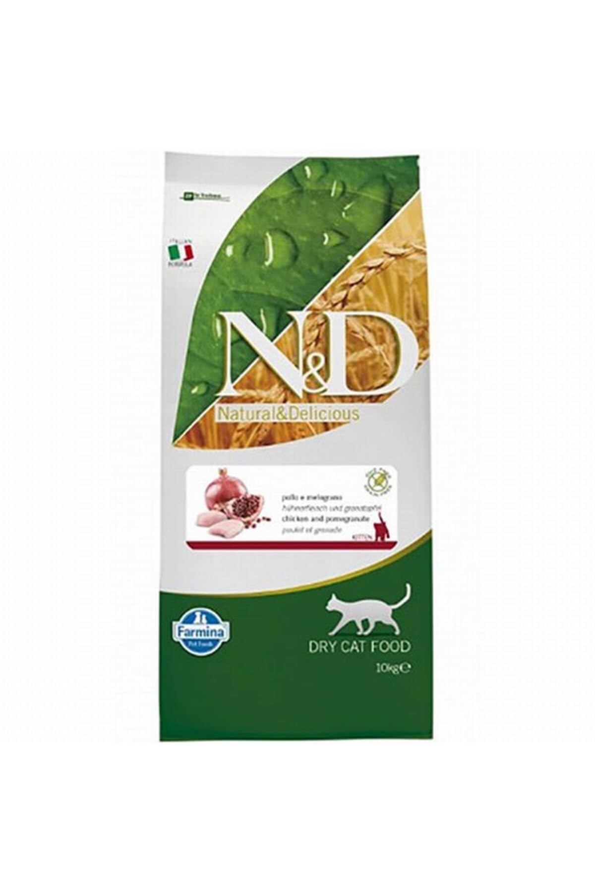 Farmina N&D Prime Kitten Pellets Katzenfutter(Trockenfutter, mit hochwertigen Vitaminen und natürliche Antioxidantien, ohne Mais, Zutaten: Huhn und Granatapfel, Portionsgröße: 10 kg)