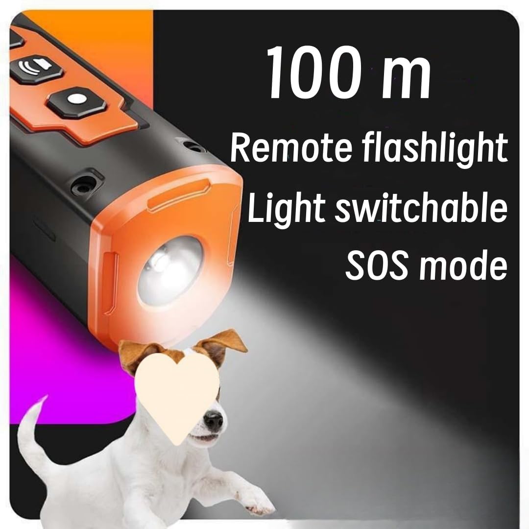 Disuasivos recargables para ladridos de perros con linterna LED, linterna ultrasónica de tres cabezas, repelente de perros, clicker para perros de entrenamiento, silbato para dejar de ladrar