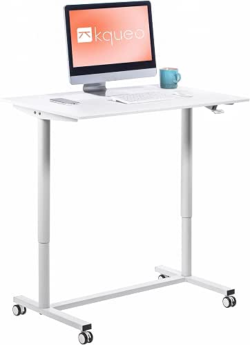 Kqueo Bureau Assis Debout avec Plateau 100x60cm,Table Reglable Hauteur 73