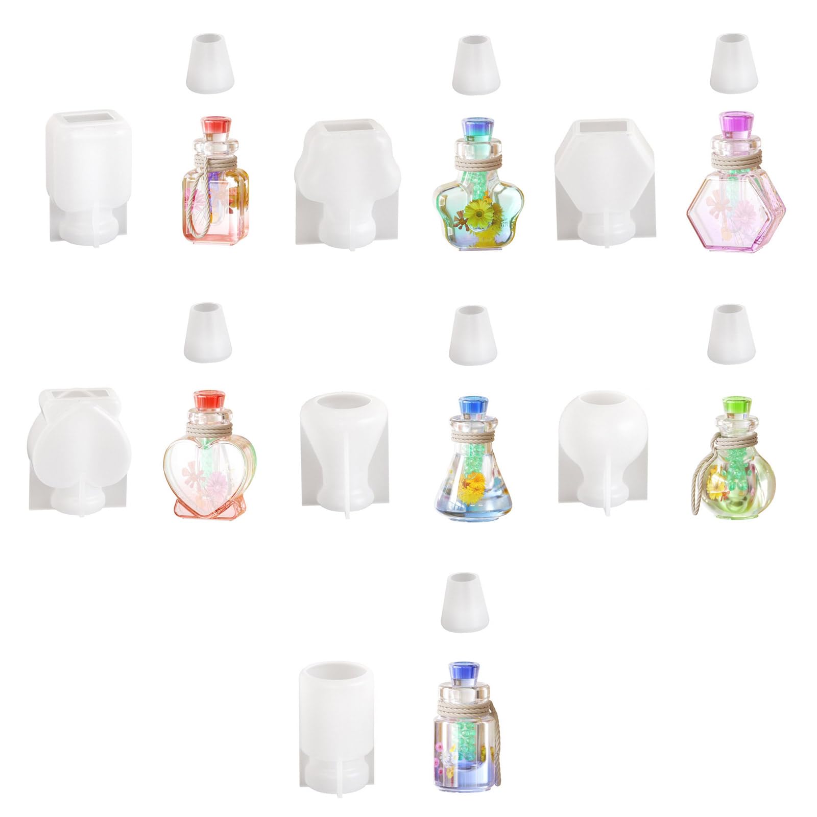 Zeizafa Drift Bottle Silicone Mold Diys Crystal Epoxy Resin Heart Star Wishing Bottle Molds Night Decorative Plaster Concrete