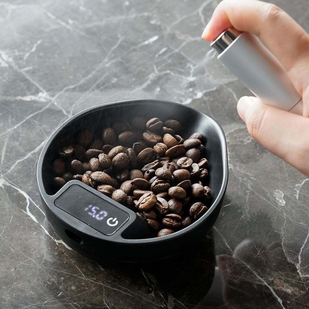 watchget Taza dosificadora de granos de café, báscula electrónica y bandeja dosificadora de granos de café, báscula de espresso para peso y dosis de granos, báscula digital de precisión de 0,3 a 1000