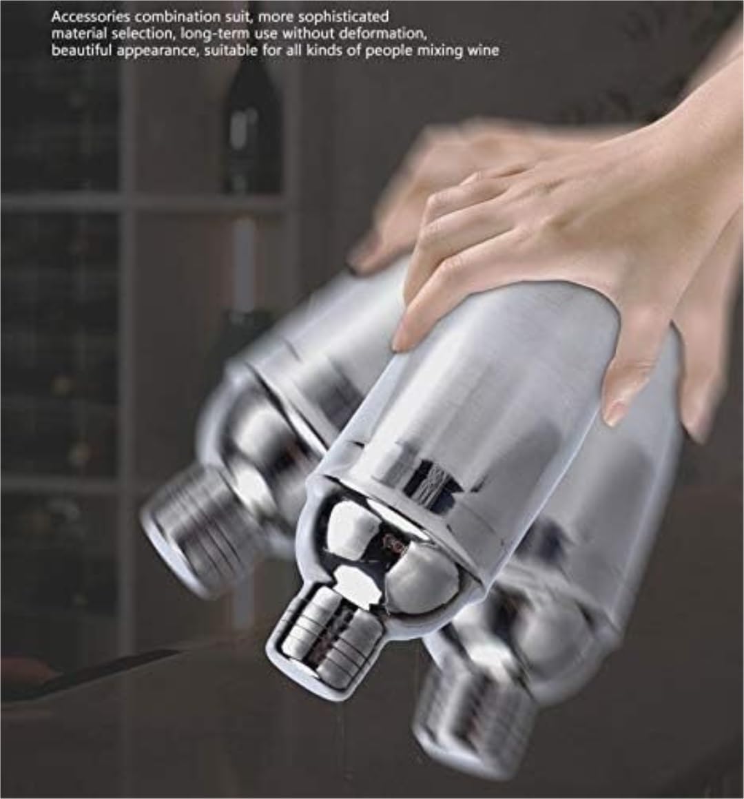 Shaker Cocktail per Miscelare Bevande Set da 10 Pezzi in Acciaio Inox Cocktail Shaker Mixer Drink Bartender Browser Kit con Supporto per Bar Casa Feste
