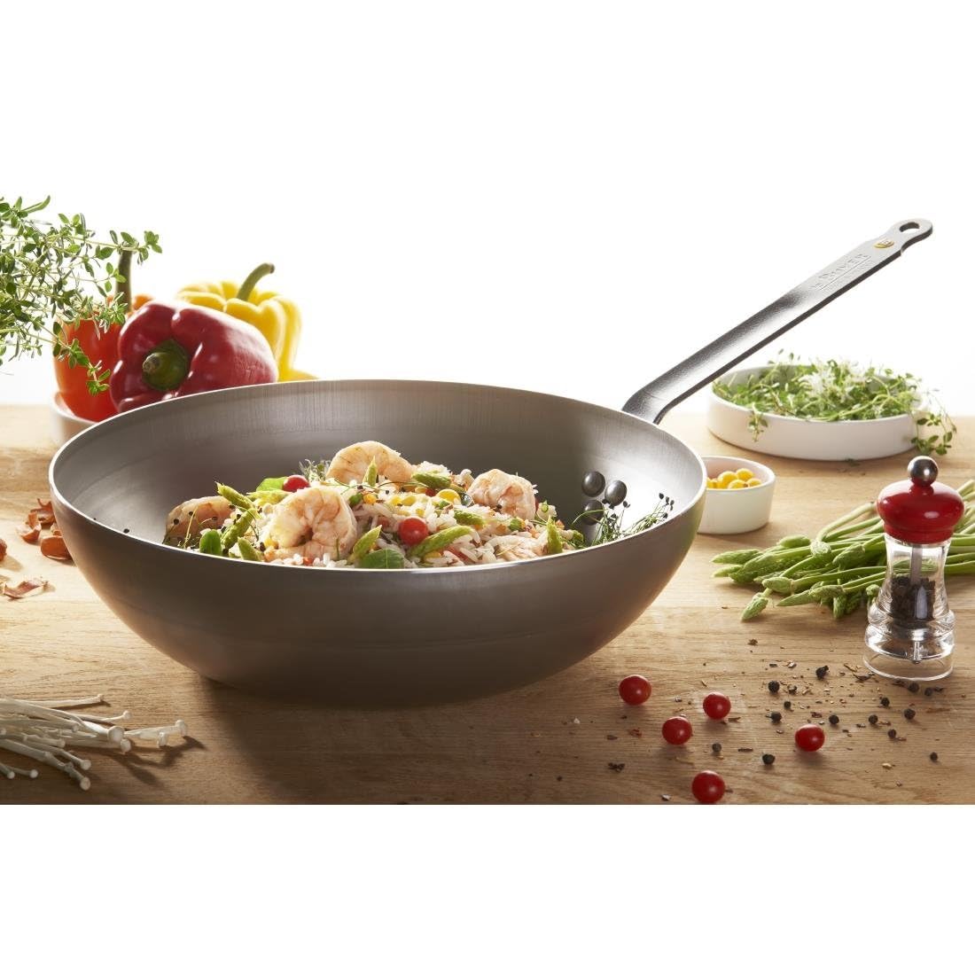 DE BUYER Wokpfanne aus Eisen, Durchmesser 28 cm