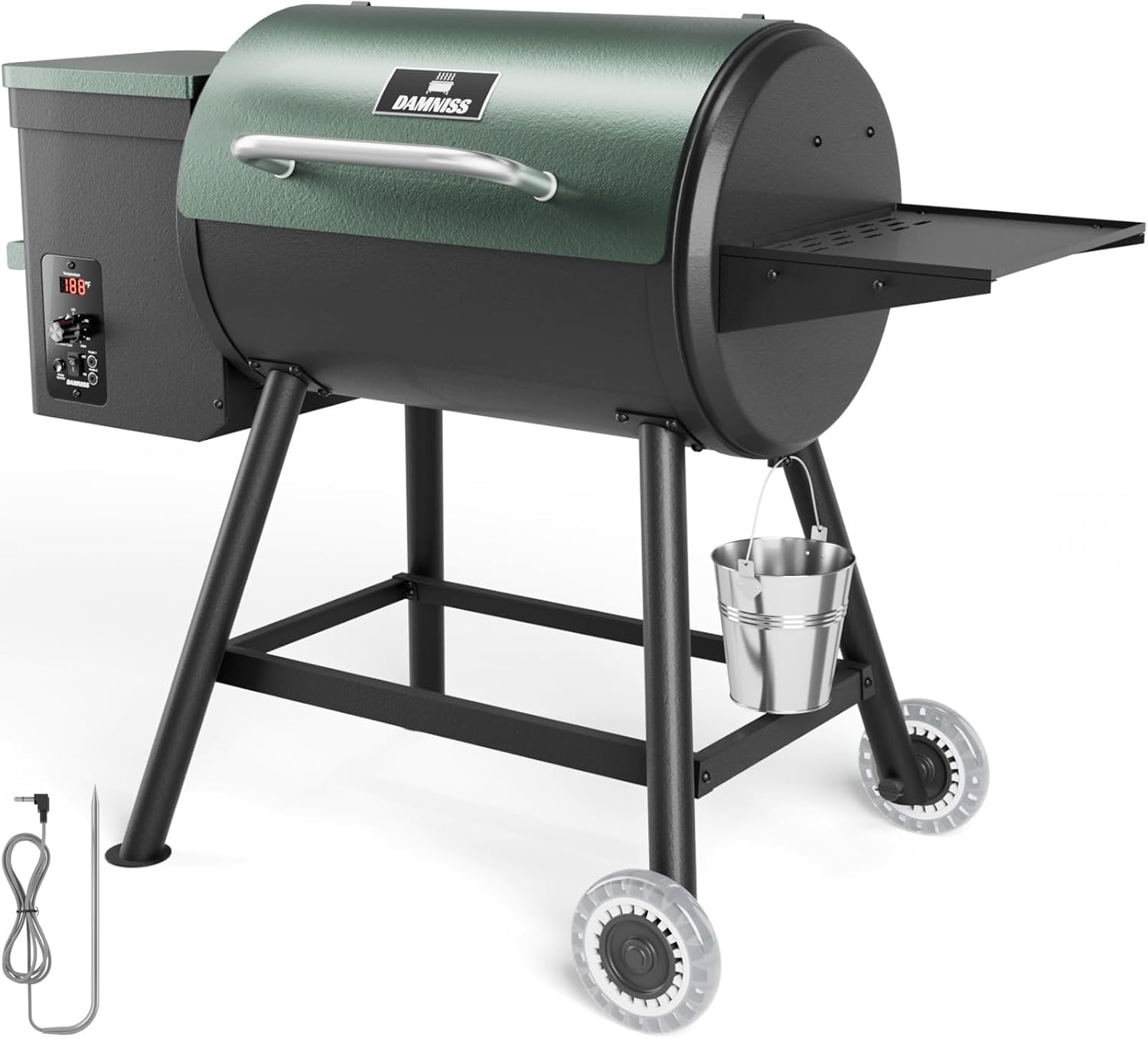 DAMNISS Holzpellet-Smoker & Grill, 0.29㎡ Kochbereich mit PID-Temperaturregelung (82.2-230.2 °C) Barbecue Elektrische Outdoor-Grills & Smoker, Terrasse, Hinterhof, Camping, für Fleisch, Braten (XL)