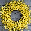 Artificial spring wreaths for front door 24 inch spring wreath yellow summer wreath with yellow flowers berries for porch farmhouse wall indoor home decoration  urban country home decor