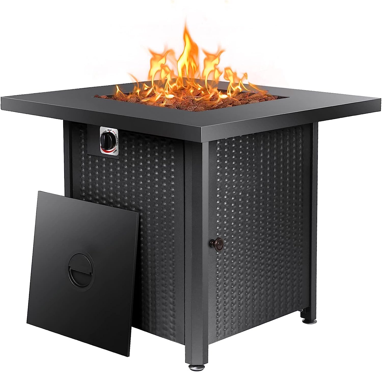 APANA Gas Feuerstelle Outdoor Feuertisch mit Gasfeuerstelle für Terrasse Balkon Garten 50000 BTU mit Lavasteinen und Abdeckhaube