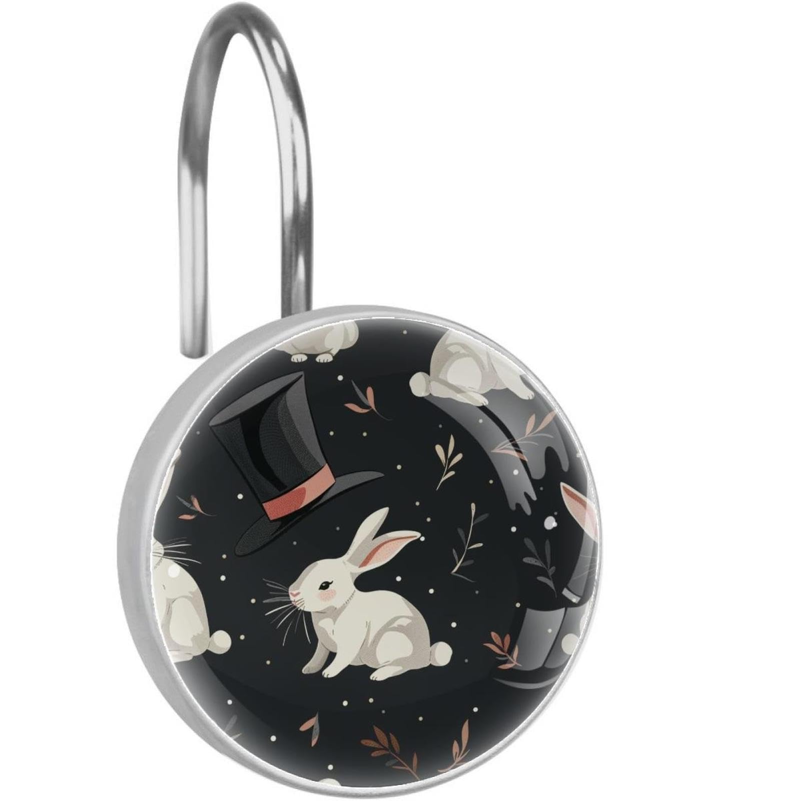 Crochets rideau de douche anti rouille en acier inoxydable et cristal lapin