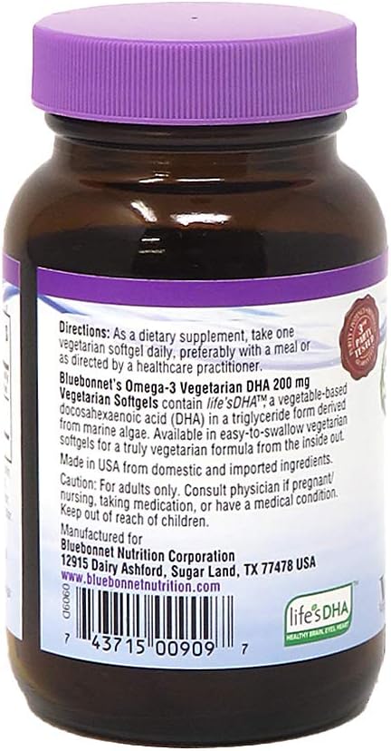 BlueBonnet Natural Omega-3 Vegetarian DHA Vegetarian Softgels