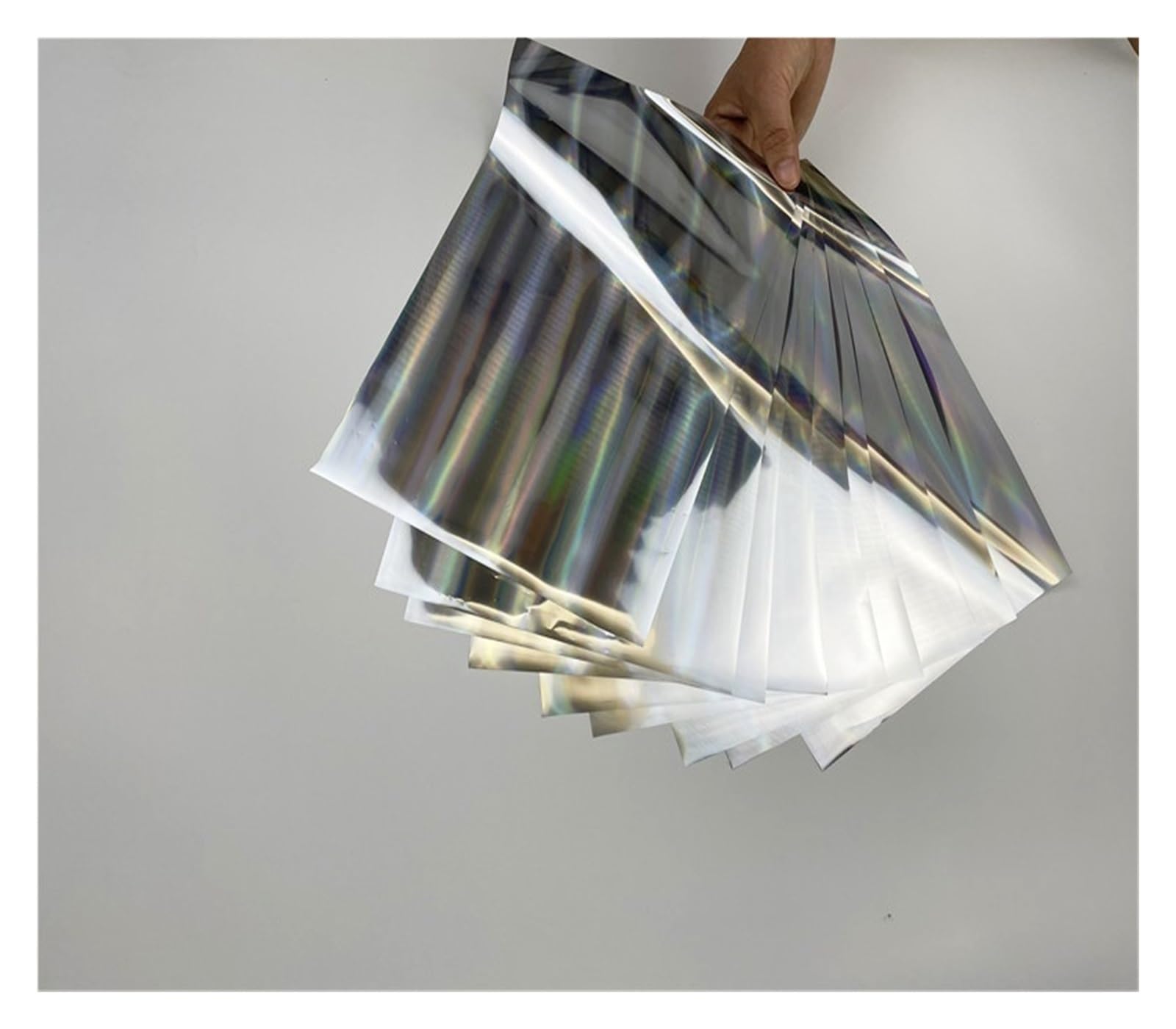 Rouleaux De Feuilles D'Or Tampon à feuille chaude format A4, papier doré, Toner laminé réactif for cartes en papier, 50 pièces Rouleaux De Feuilles D'Or Faits à La Main (Size : Silver Holographic)