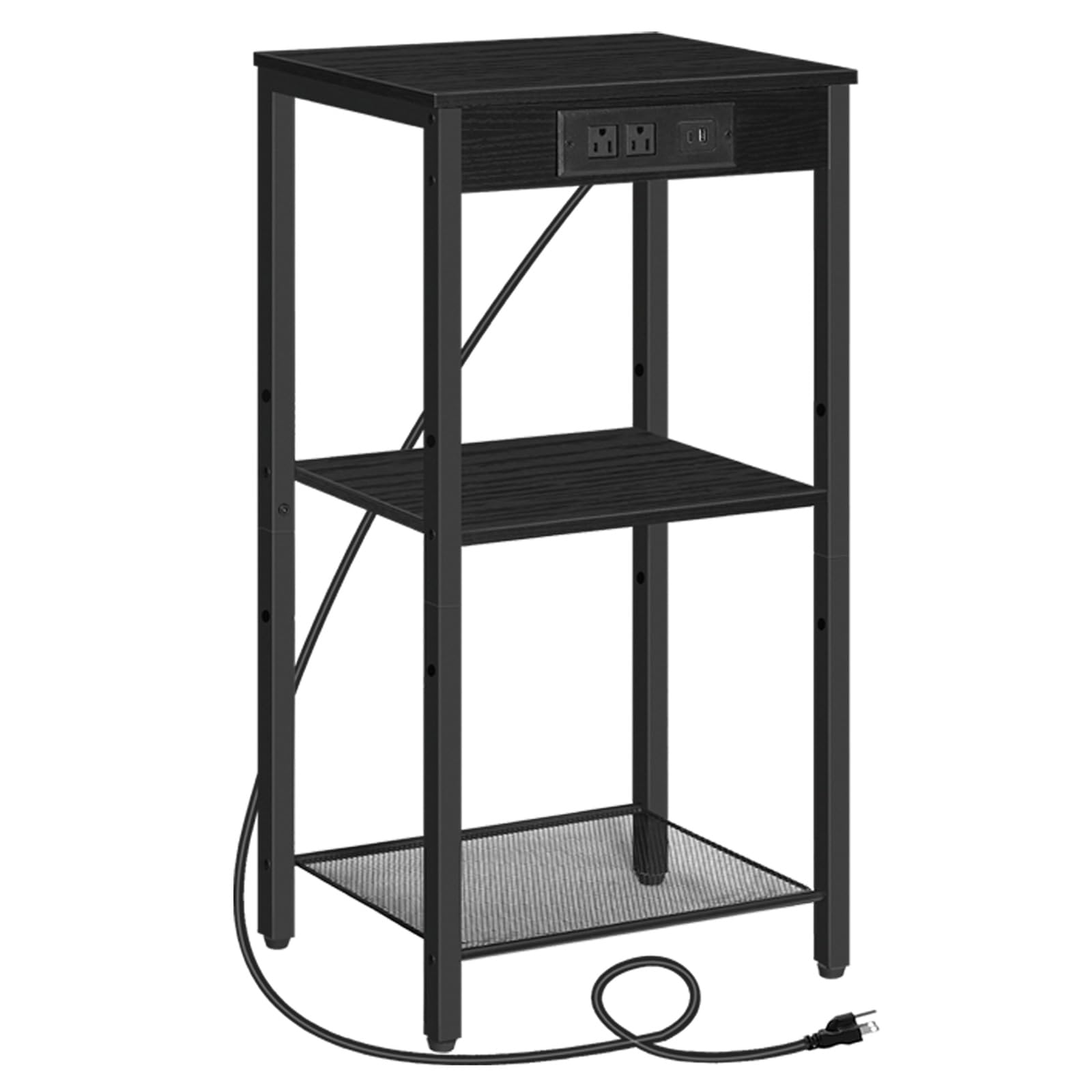 HOOBRO Tall End Table with Charging Station