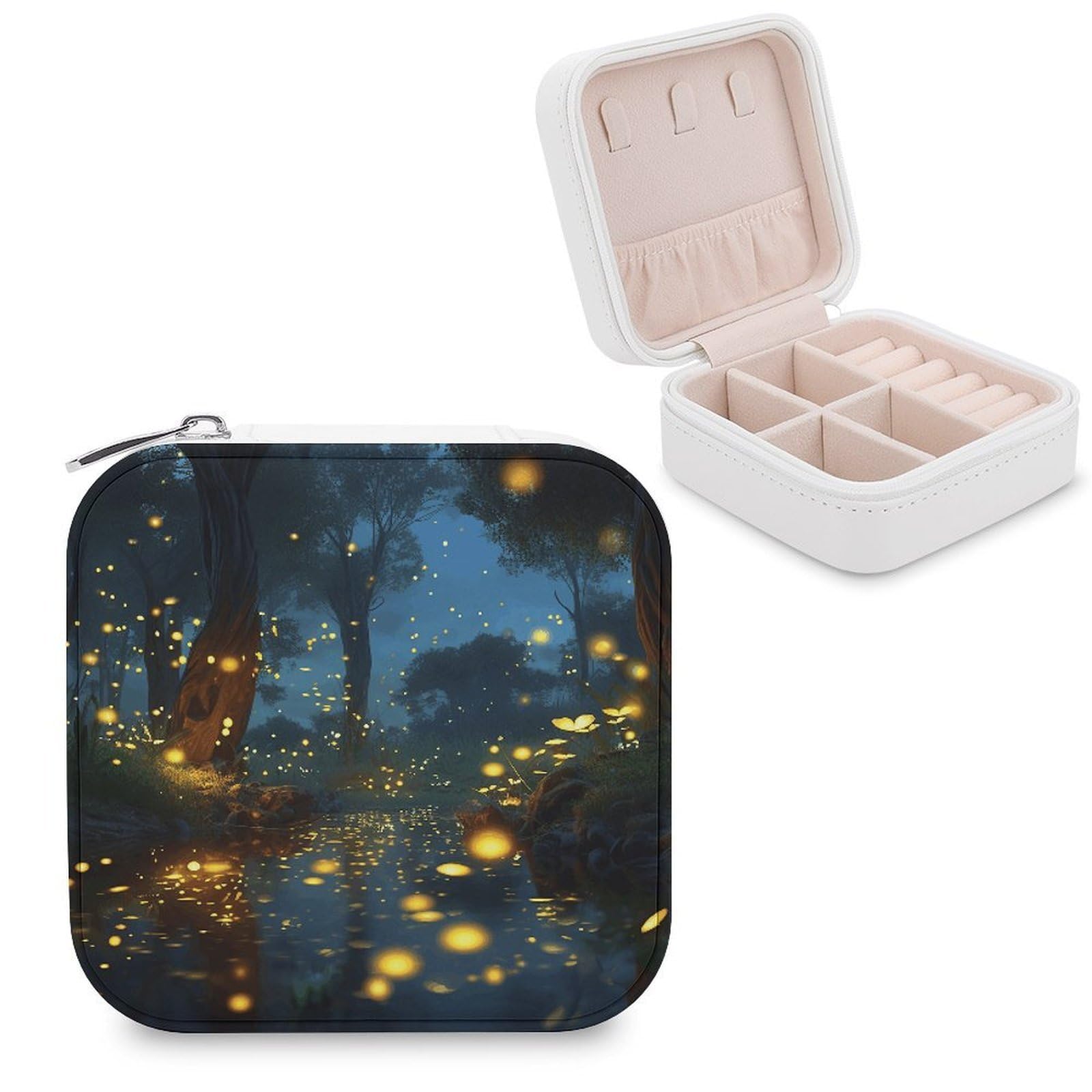 VstaDank Fireflies Jewelry Box for Women Custom Travel Jewelry Case Personalized Travel Jewelry Boxes Small Portable Jewelry Organizer Box for Rings Necklaces Bracelets Earring