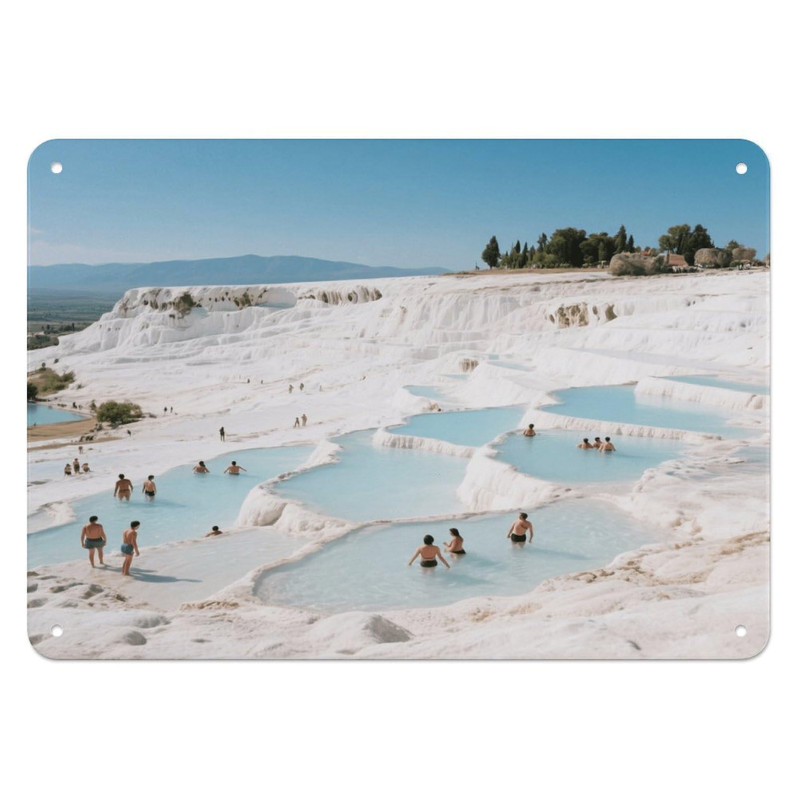 Fekiloot Style Hot Spring Pool Wall Decor Iron Painting Metal Sign