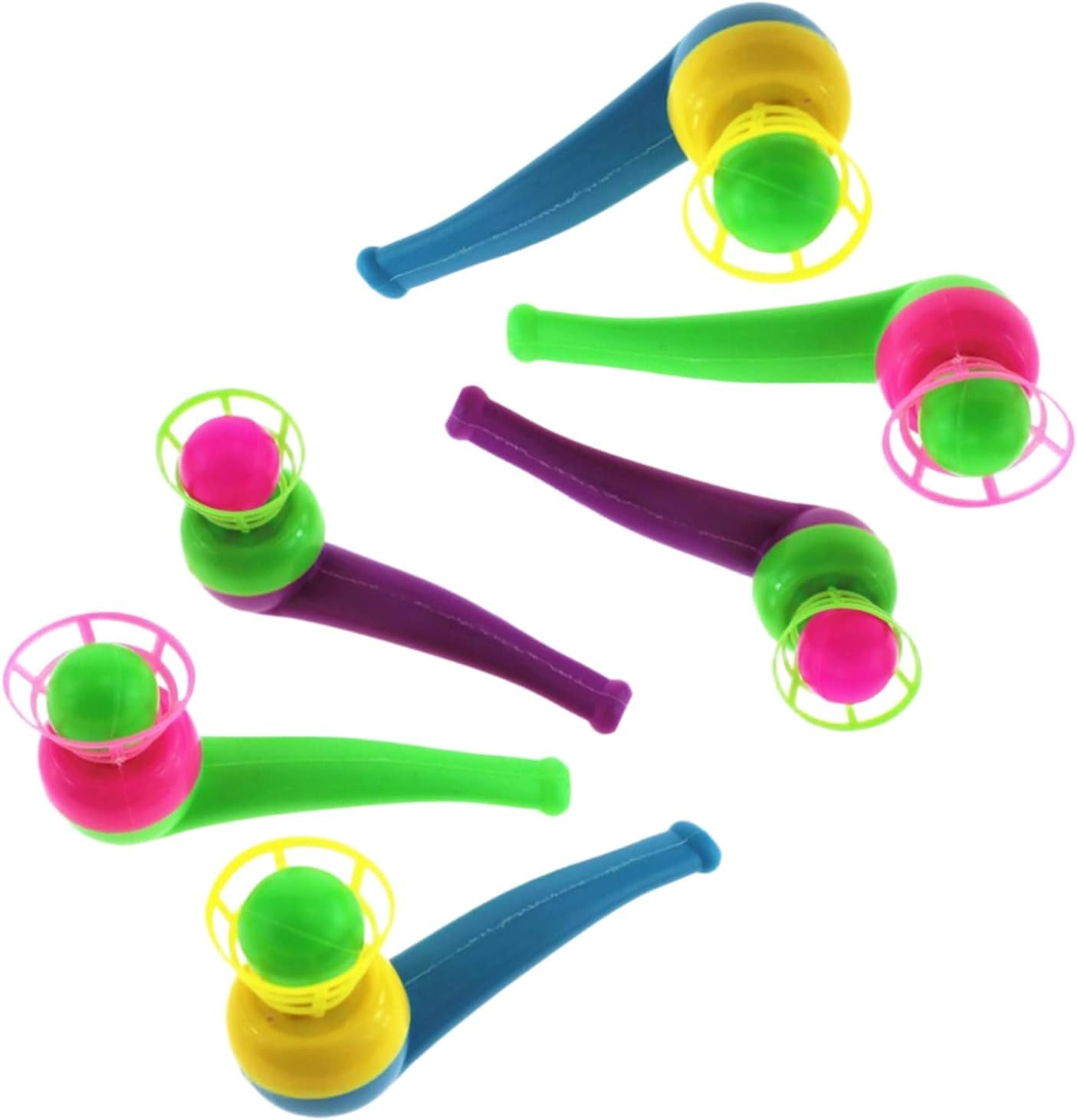 Ghwei 6Pcs Random Color Floating Blow Pipe Balls, Floating Blow Pipe & Balls Balance Blowing Toys, Stress Reliever Balance Blowing for Adults Funny Party Supplies