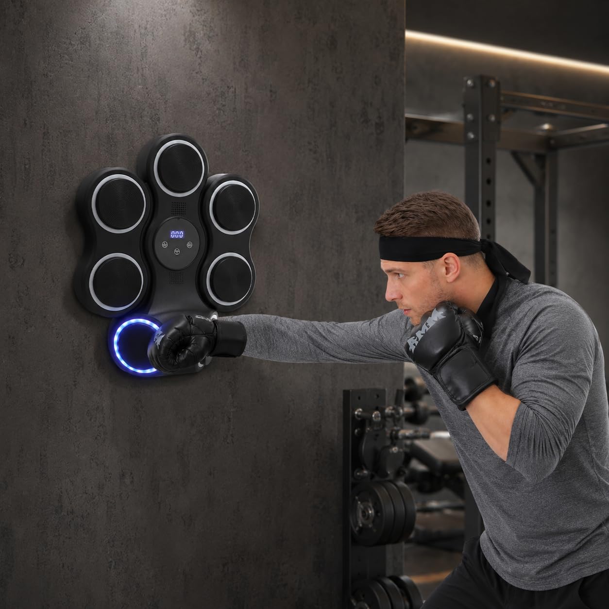 Máquina de boxeo musical con luces LED, Bluetooth, 9 modos de velocidad y modo de conteo, máquina electrónica de boxeo para niños y adultos, caja de música para casa y gimnasio