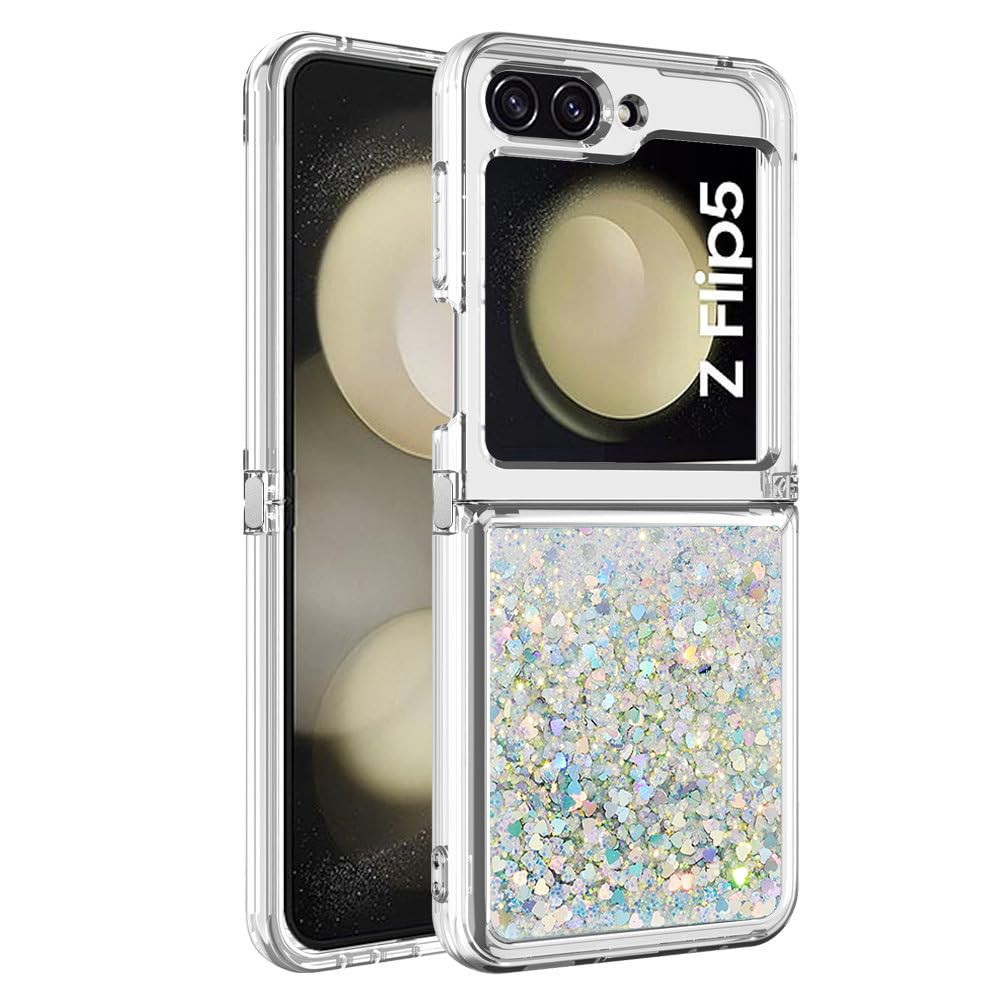 para Samsung ZFlip 5 4 3 5G Funda Glitter Quicksand para Samsung Galaxy Z Flip 5 Flip4 flip3 Funda con Bling de corazón de Amor Degradado, Z12, para Z Flip 3