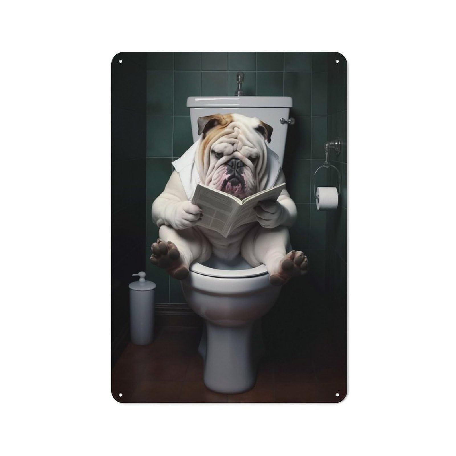 Junmoney Bulldog Reader Metal Wall Decor Sign, Home Decor Sign For Country Kitchen, Porch Wall Or Utility Room, Gift For Mum, Friends Or Flower Lovers, 30X20cm