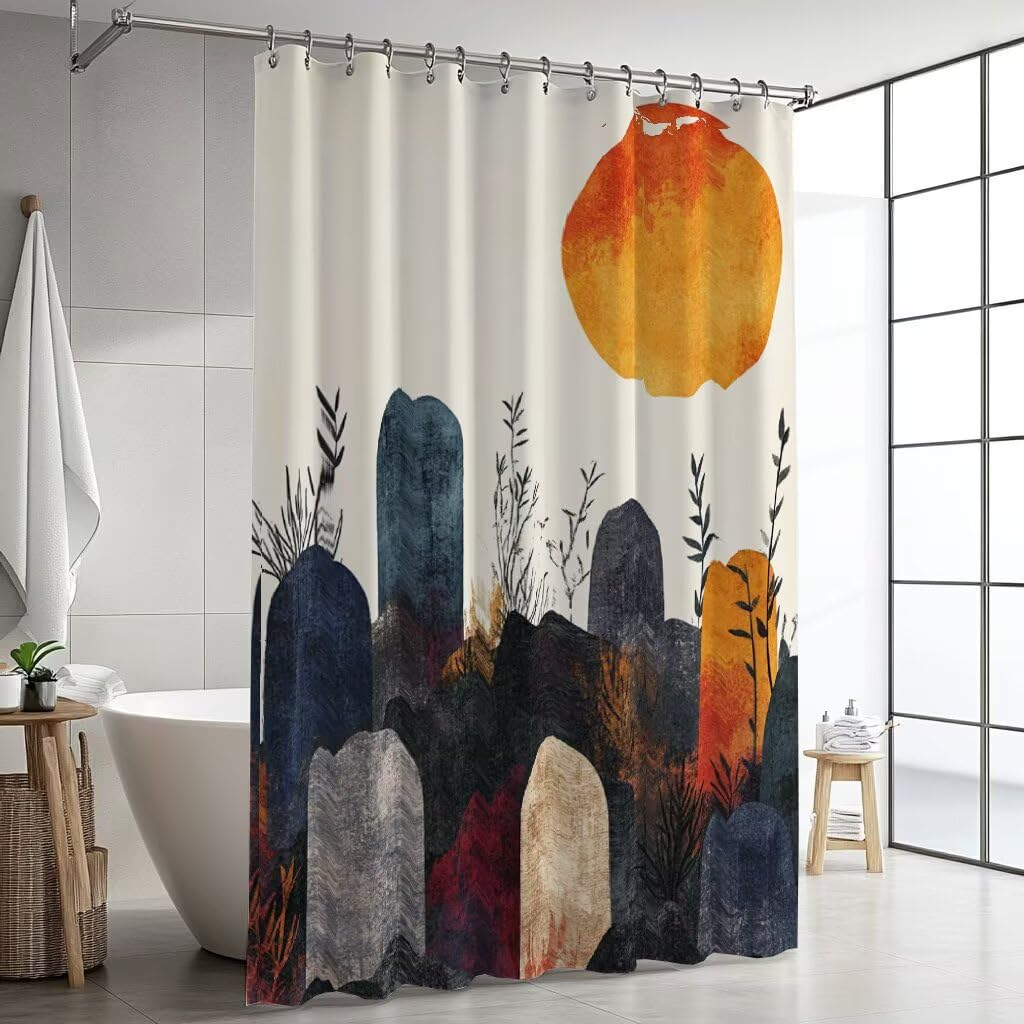 Rideau de douche abstrait soleil 100x180cm en polyester lavable XJ-977