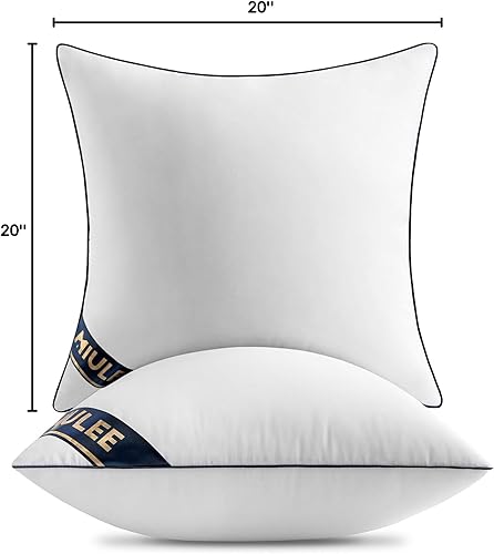 Miniatura 8 de MIULEE Juego de 2 rellenos de almohada de 20 x 20 Cojines Decorativos de 20 pulgadas, rellenos de almohada de plumón alternativo premium, rellenos