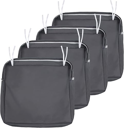 NettyPro - Juego de 4 fundas de repuesto para cojines de patio, repelentes al agua, resistentes a los rayos UV, fundas de cojín para sillas de