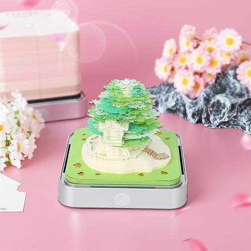 Miniatura 4 de Bloc de notas 3D, calendario de escritorio de papel con luces, calendario 2024 Sakura Tree creativo 3D, bloc de notas 3D, decoración de escritorio,