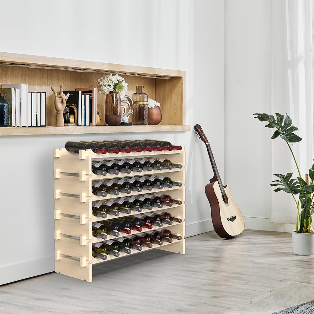 BAKAJI Cantinetta Portavino in Legno con 48 Scomparti Porta Bottiglie di Vino, Champagne, Portabottiglie da Terra, Cantina Angolo Bar per Salotto, Cucina, Bistrot, Ristorante 90 x 30 x 81 cm