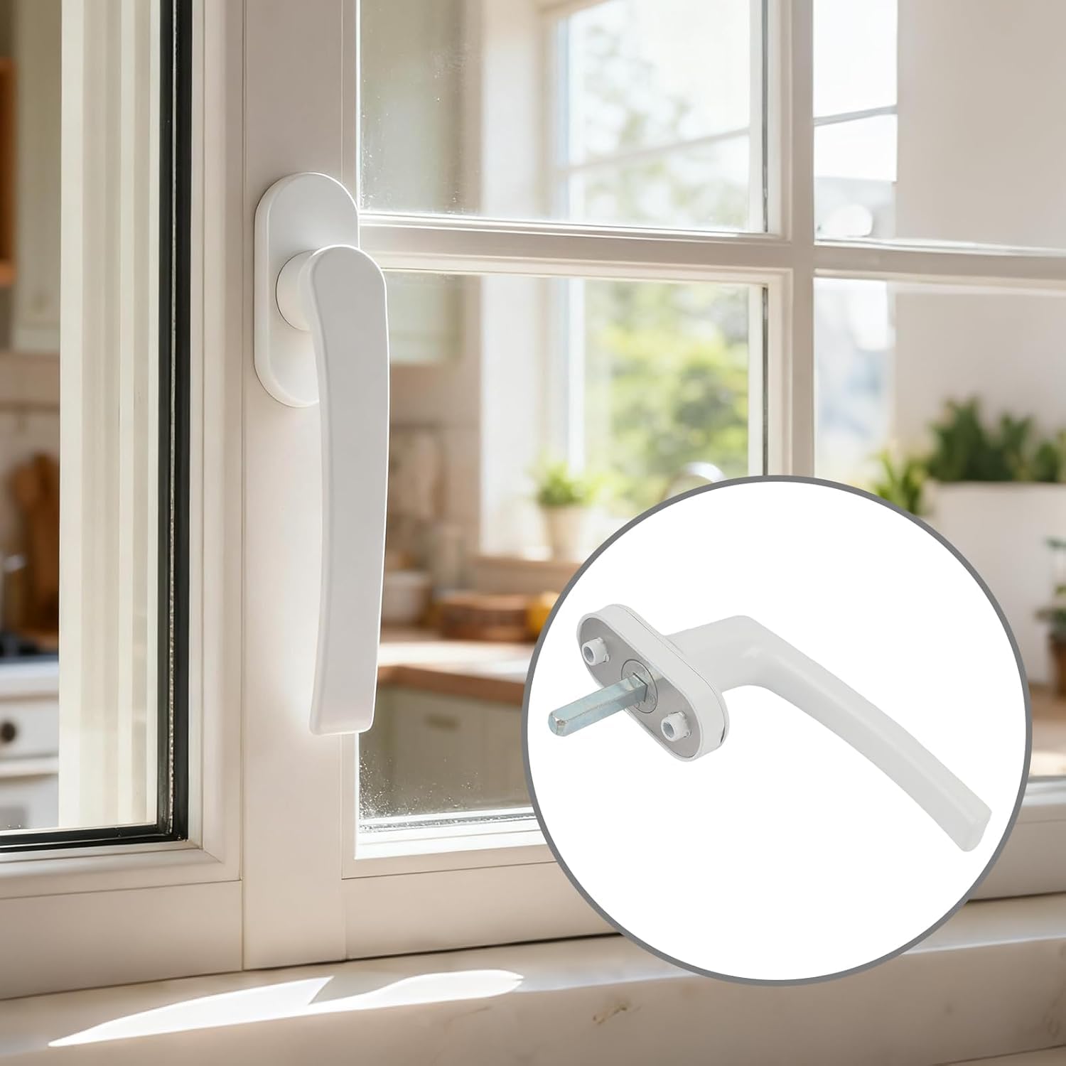 Manilla de Seguridad para Ventana, 2 Piezas en Blanco - Aleación de Aluminio, para Ventana Corredera, Balcón y Puerta de Terraza