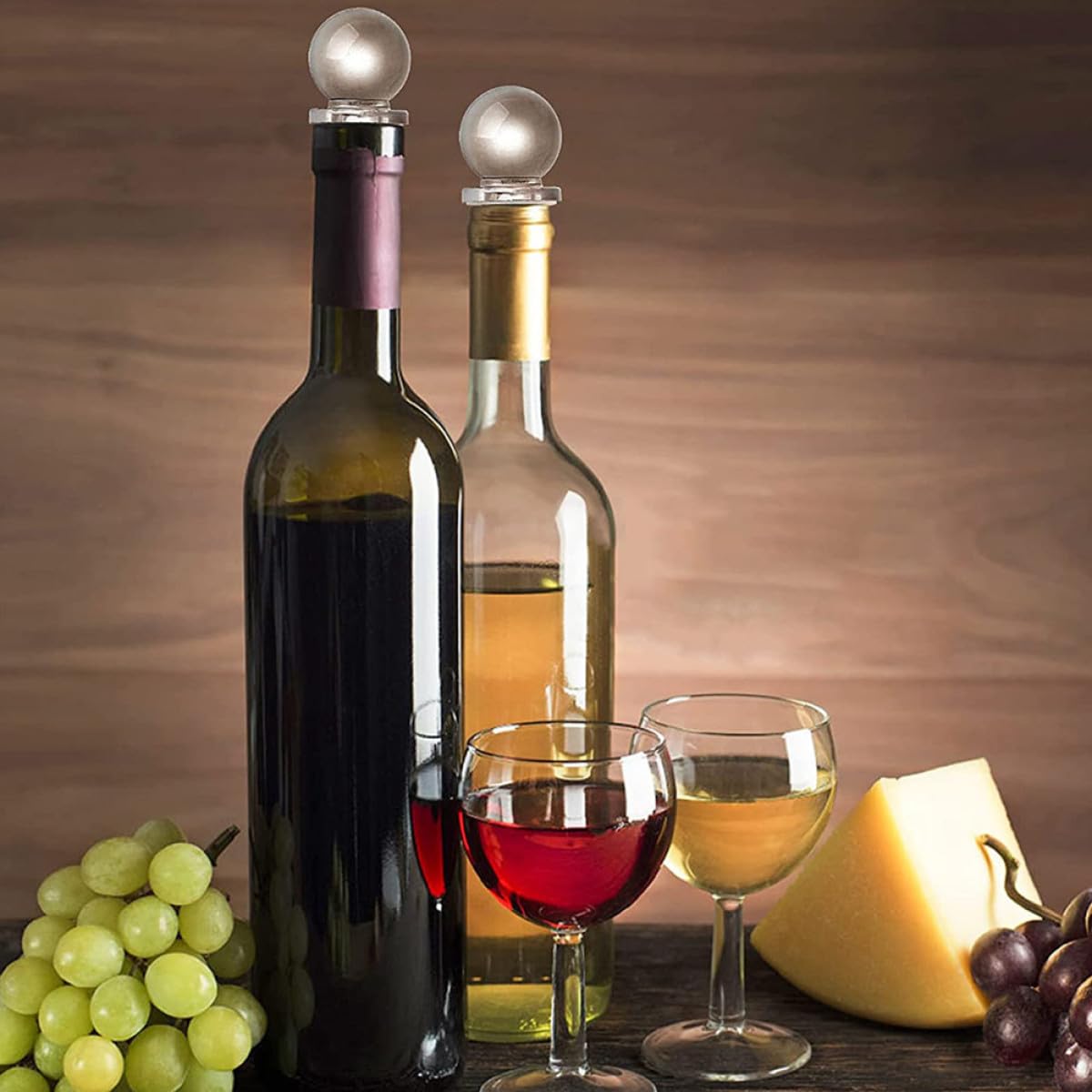 Artibetter 24 Stück Glas Kugelverschluss Silikon und Klarglas Weinstopper Verschlussstopfen für Wein und Aromaflaschen Transparenter Flaschenverschluss für Nachhaltigen Frischhalteschutz