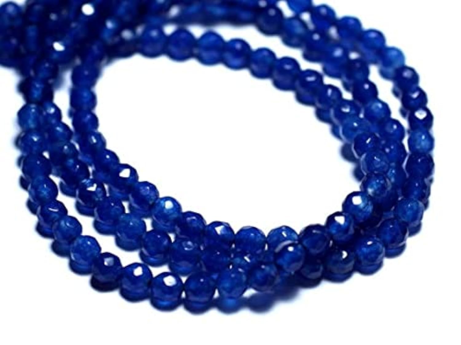 Perles de jade bleu roi 4mm facettées de qualité supérieure pour joaillerie