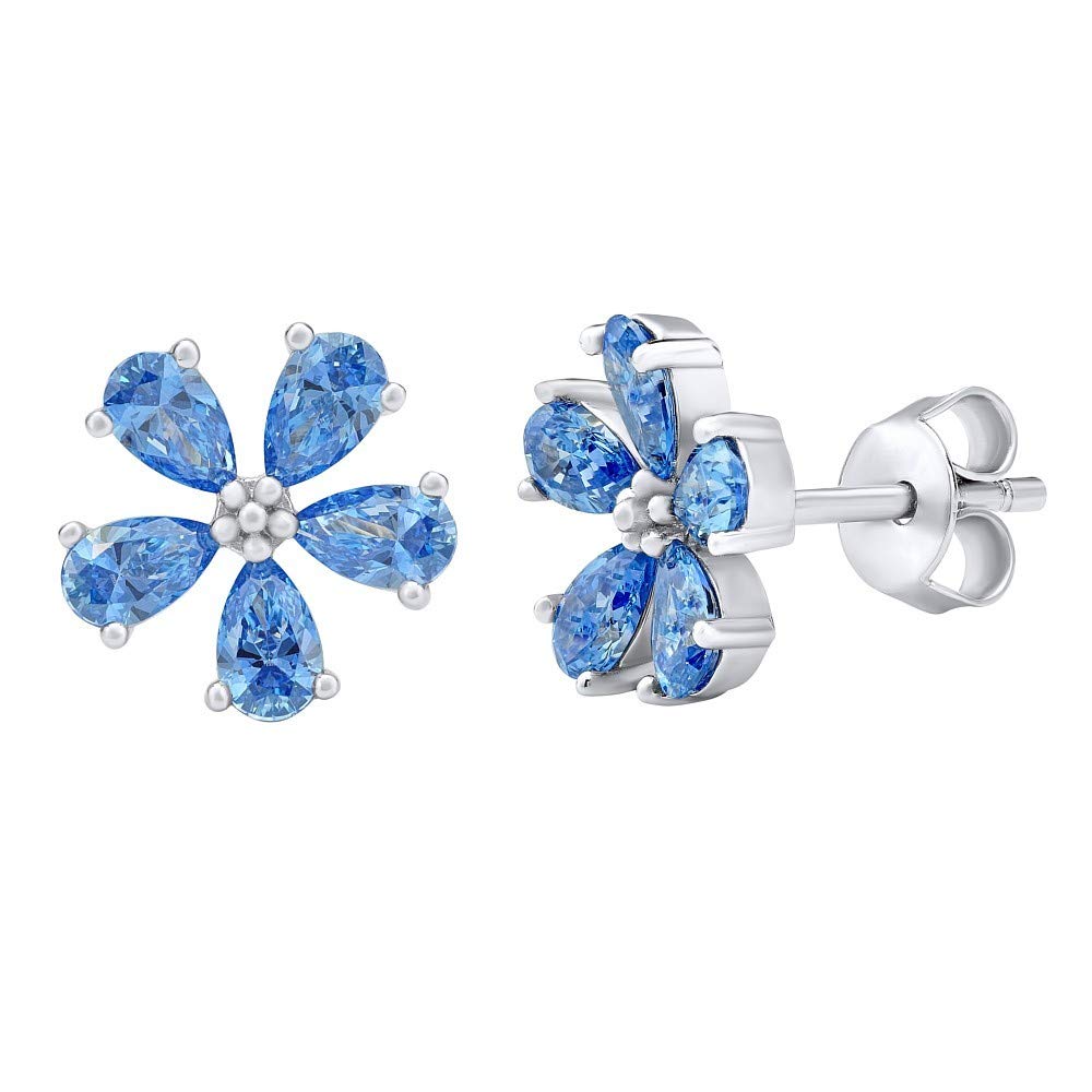 Orecchini a perno con clip argento e zirconi blu zaffiro - Chic Ad Hoc