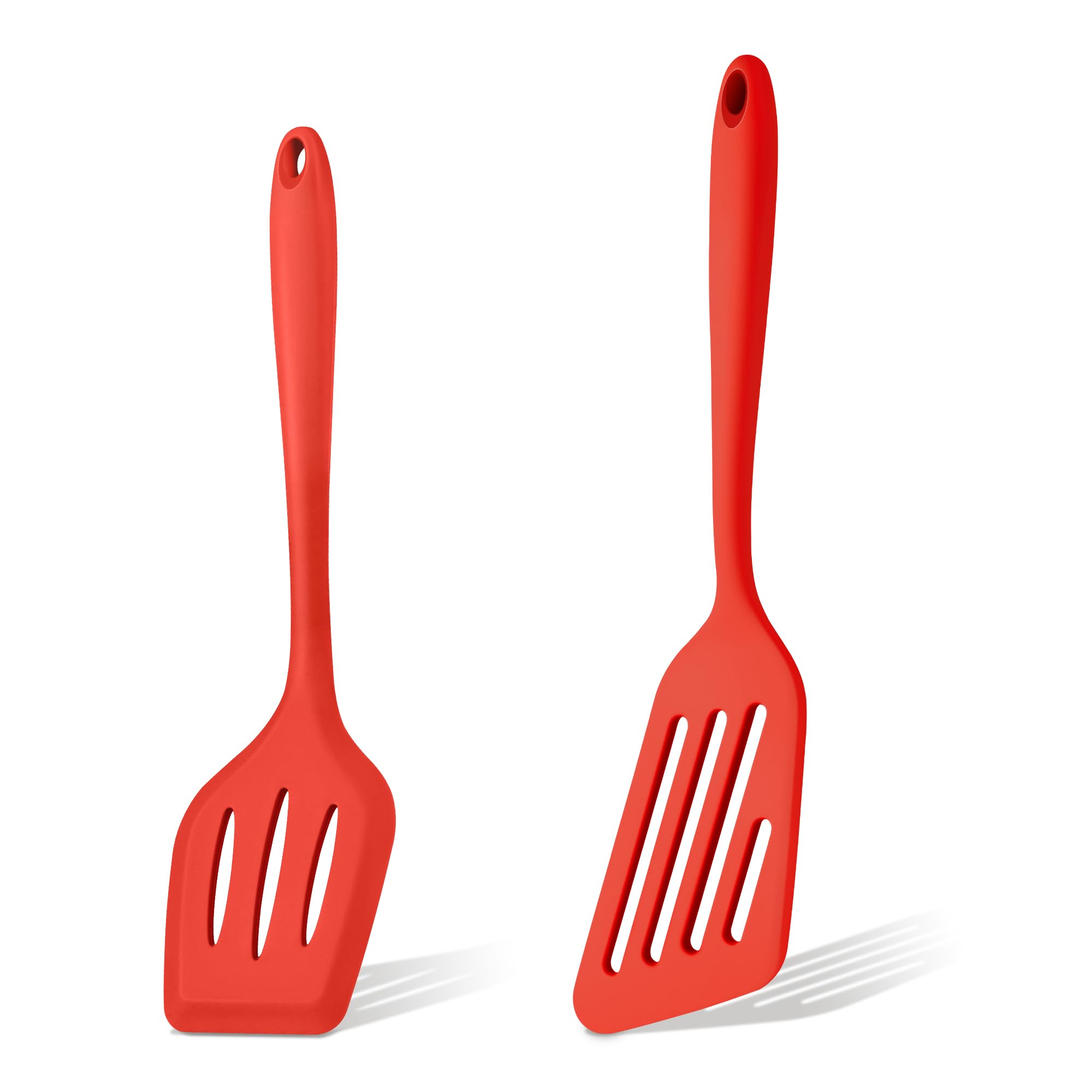 Herogo Silicone Spatula Pack of 2, Heat Resistant Turner for Cooking, Red