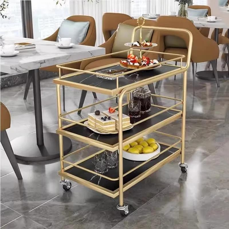 Carrito de servicio universal de 2 niveles con valla de seguridad de alta capacidad para drin y alimentos, al aire libre, carrito de entretenimiento en el hogar y alimentos