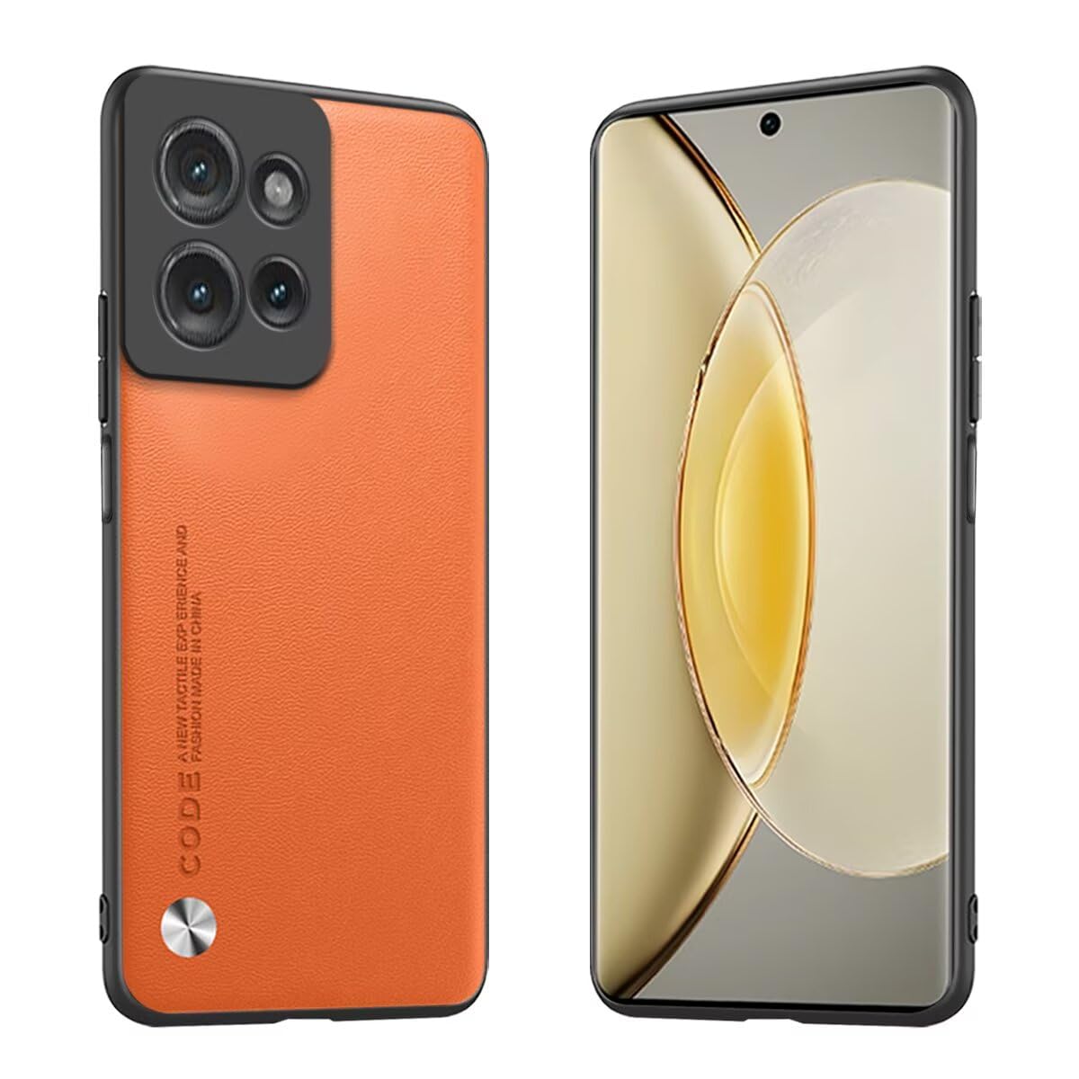 Etui pasuje do Motorola Moto g86 5G (6,67 cala), metalowy skórzany pokrowiec z serii CODE - pomarańczowy