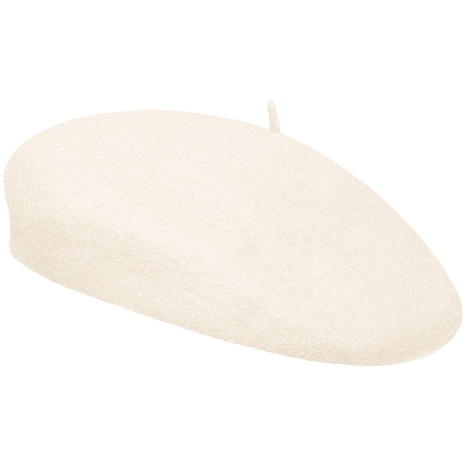 Toskatok Women's Cream Classic Plain French Style Beret Fashion Stylish Cap Hat Wool Chic Parisian Modern Artist Painter Hat
