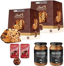 Kit 2 Panetones LindtSprungli Gotas de Chocolate, Trufa e Doce de Leite