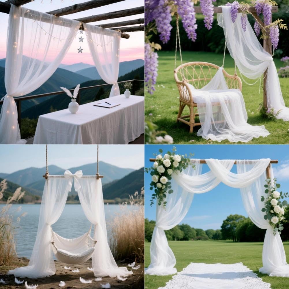 Tessuto in tulle bianco organza - 3 m x 160 cm, per tavolo fai da te, feste, matrimoni, decorazioni in tulle