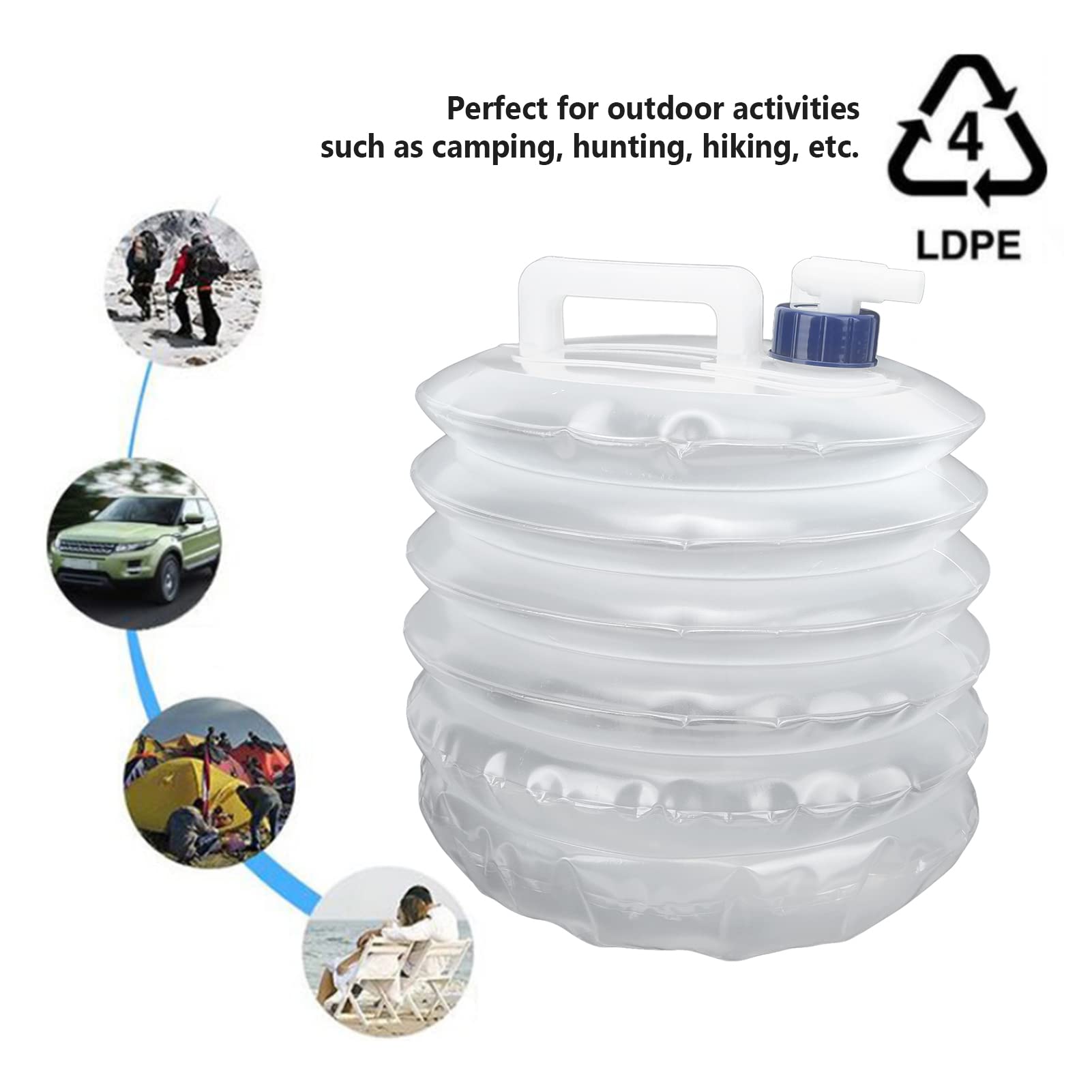 Zukent Contenitore Per L'acqua Pieghevole Con Beccuccio, Secchio Per L'acqua Portatile, Senza BPA, Per - Foto 6