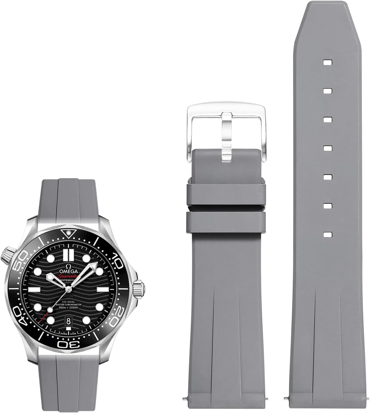 Rubber Watch Band 20mm 22mm, Fluororubber Quick Release Watch Strap, Soft Breathable Bracelet for Men Women - Image 3