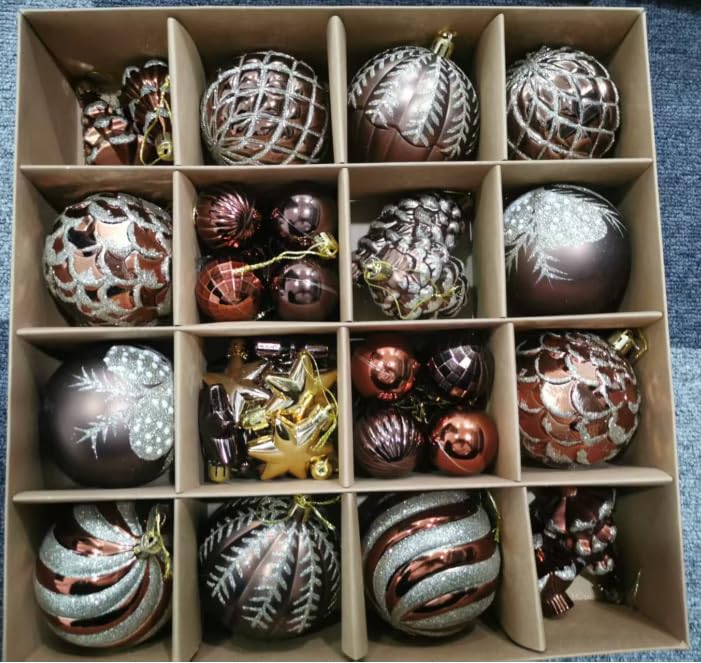 クリスマス ボール オーナメント セット SVNVIOZ 北欧風 8㎝ ゴールド・コッパー ゴールド ボール クリスマスツリー 飾り 豪華 多種類 おしゃれ デコレーション