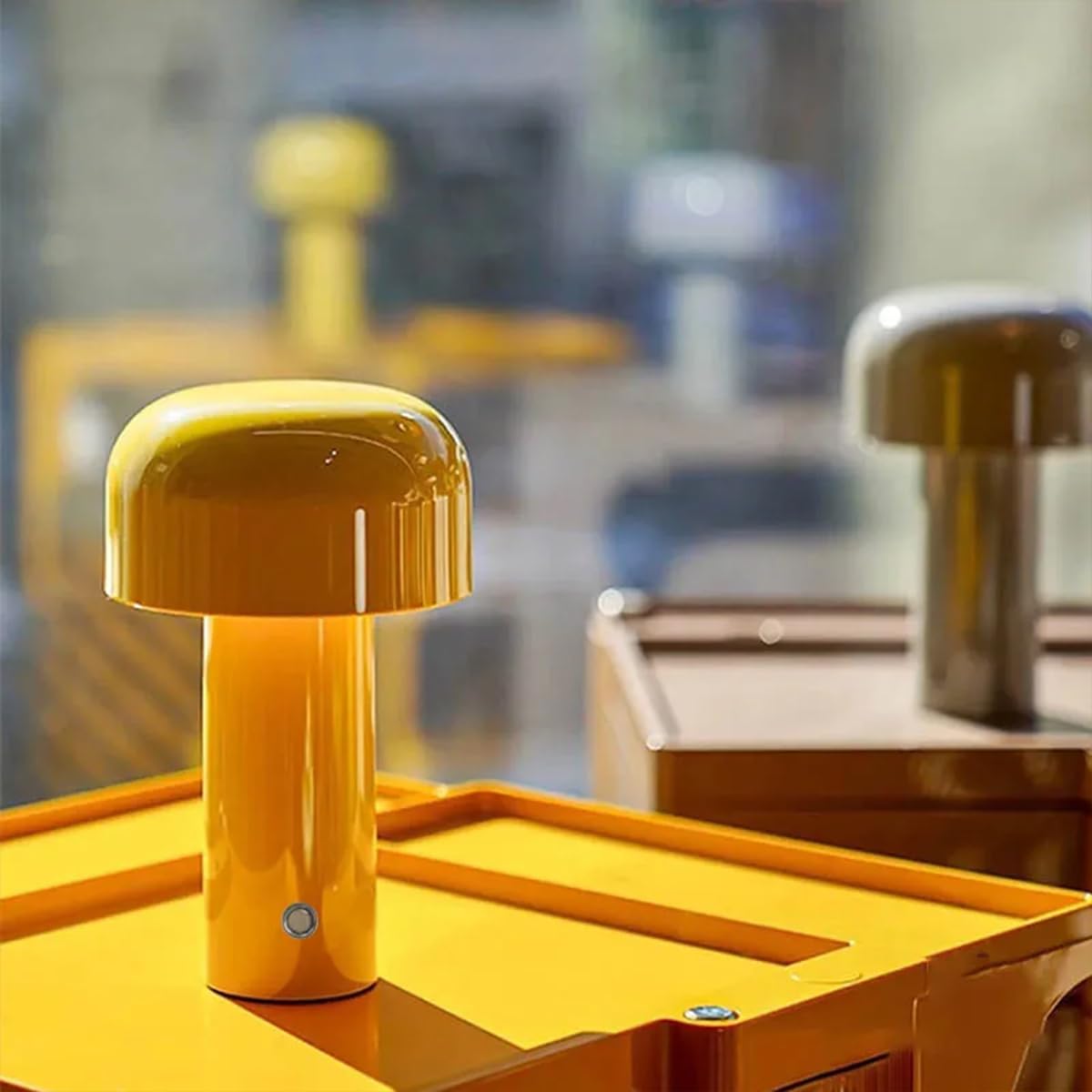 Lámpara de mesa de hongos portátil con atenuación táctil, luz nocturna LED recargable, mesita de noche para interiores y exteriores, restaurante, bar, luz para el hogar (verde)