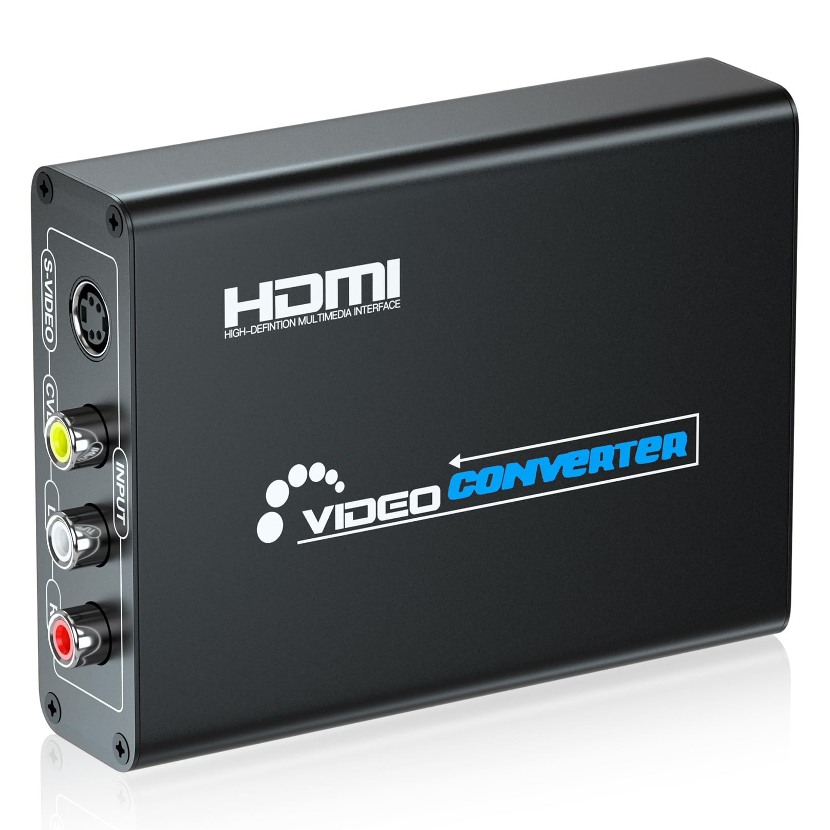 RCA Svideo to HDMI Converter, RCA and Svideo Cables Included, Mezcenoy Svideo Composite AV RCA to HDMI Converter for PS1/PS2/Wii/NGC/DVD/VHS/VCR