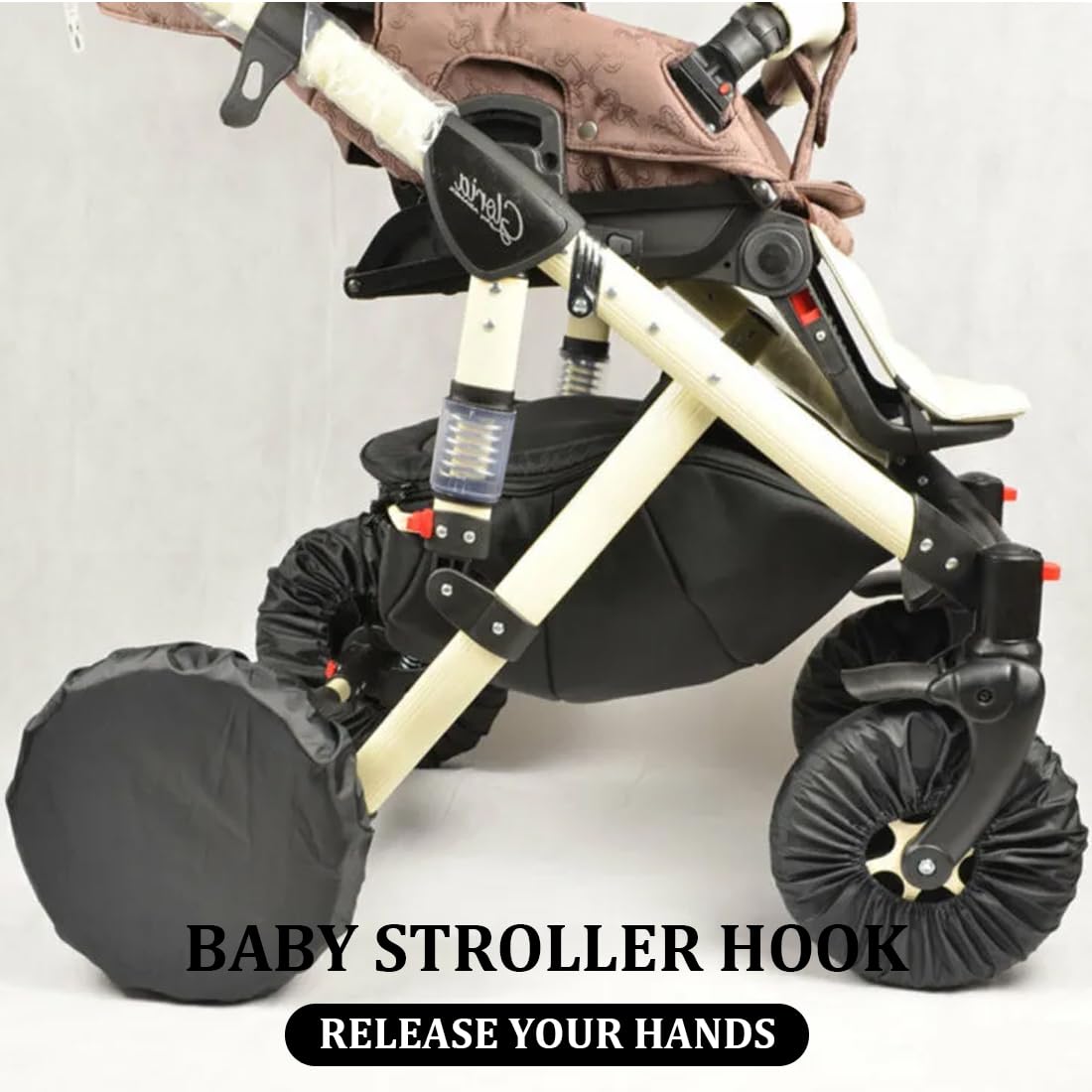4 Pcs Copriruota per Passeggino Copriruota in Tessuto Oxford, Copertura Protettiva Per Passeggino, Accessori per Passeggino, Coperture Di Protezione Ruote Antipolvere con Agganciare