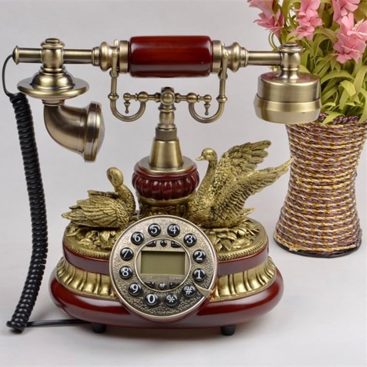 Retro Vintage Landline Telephone, Rotary Dial Plate Antique Telephone, Corded European Landline Phone Ringtone Adjustable with Incoming Call Display, Classic Telephone for Home Hotel Office Decoration