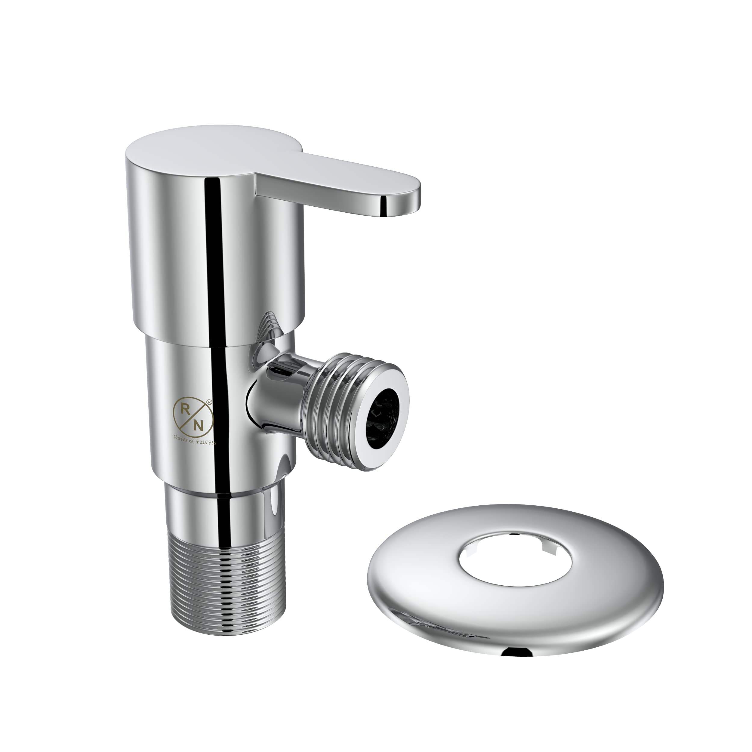 RN Shray Angle Valve with Flange SS 304 for Bathroom, Kitchen Sink, Geyser & Washbasin | Angle Cock Chrome Finish_RNAV4651SH