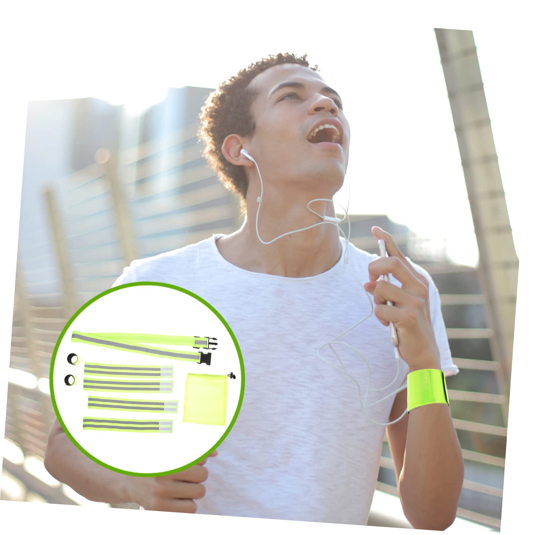BESTonZON Ensemble de Ceinture réfléchissante Ceinture de Lampe Bras Bracelet équipement de randonnée réfléchissant Bande réfléchissante d'équitation Sangle élastique Vert