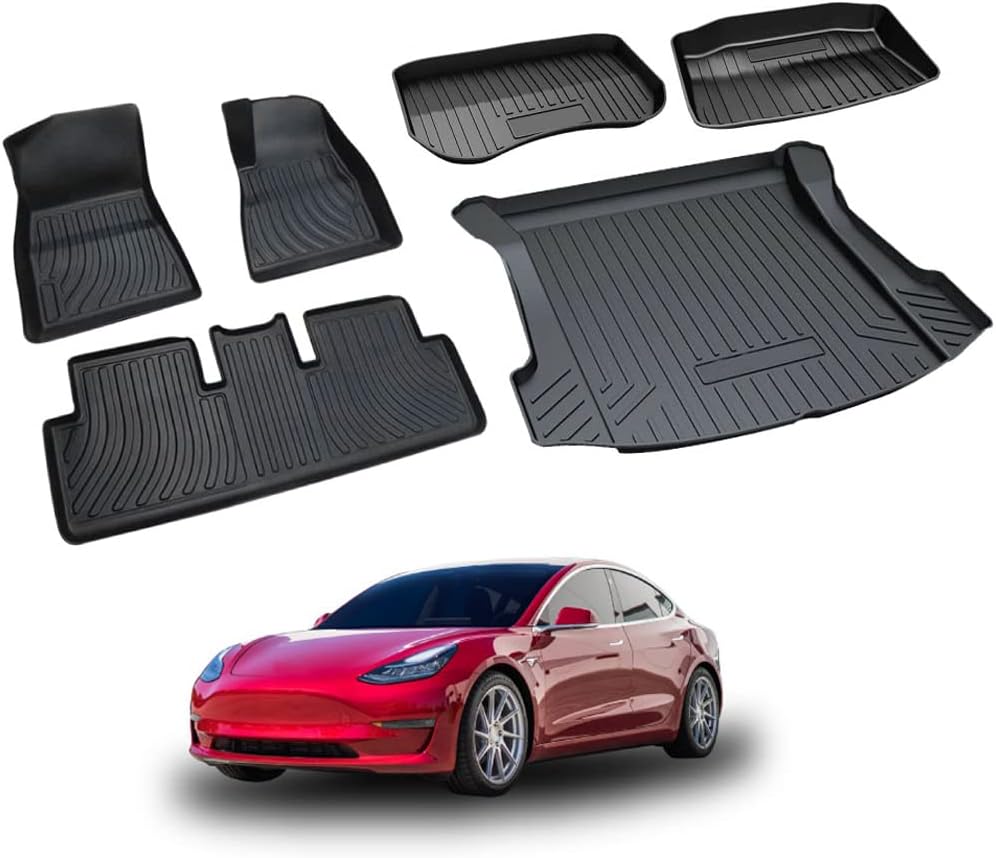 XCAR Interior Liners 3D AllWeather Mats Set for Tesla Model 3 Front